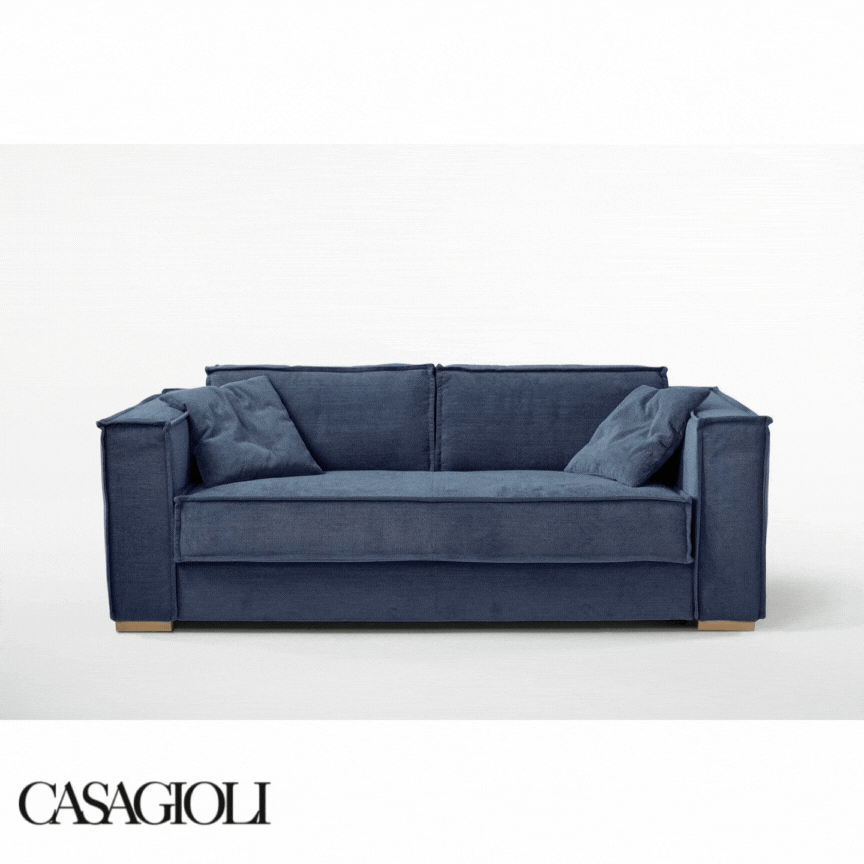 Canapé 3 places convertible express ISABELLA Bleu Nuit - Couchage 140 ...