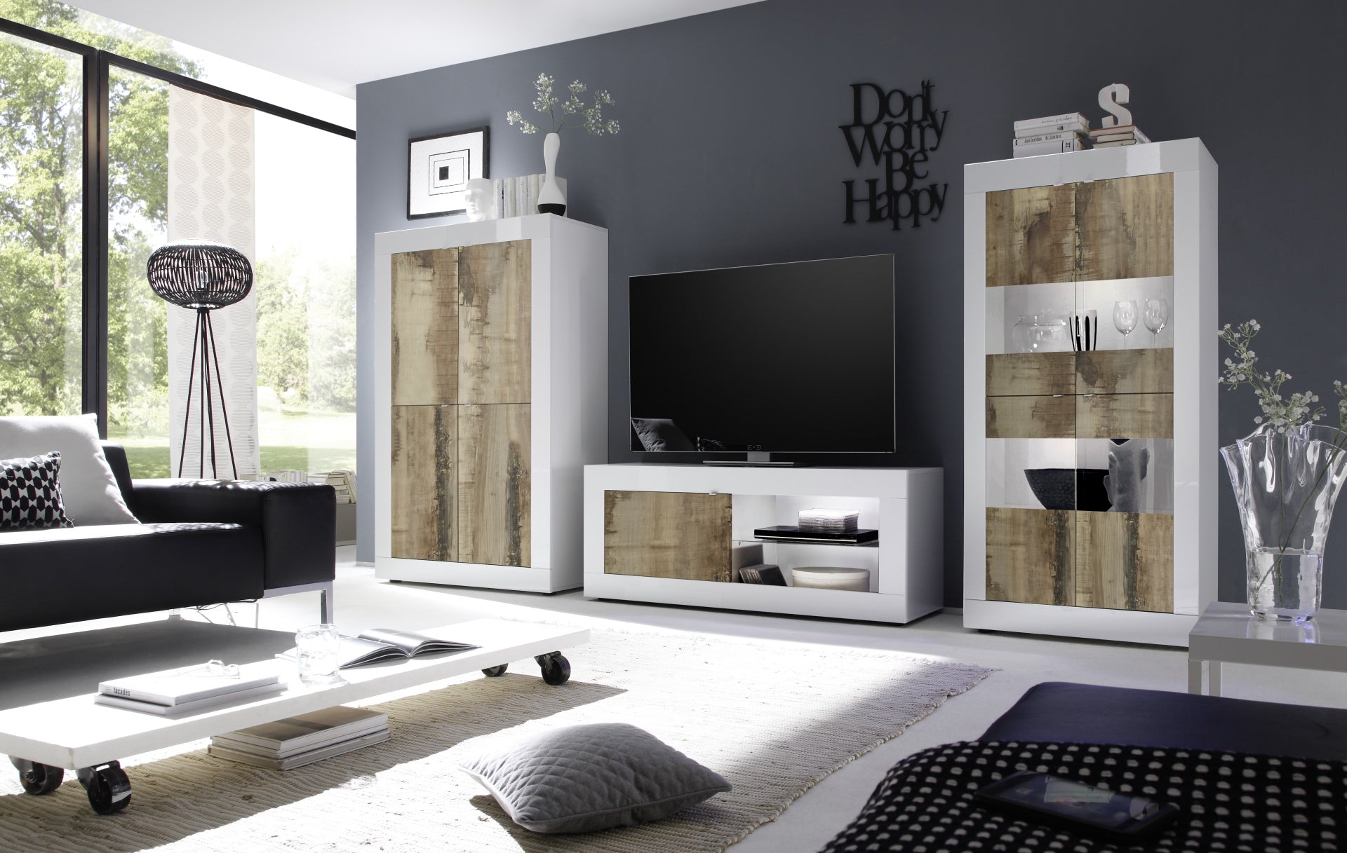 Meuble TV petit
1 porte 
sans éclairage, blanc laqué brillant/Pero, BOLOGNA