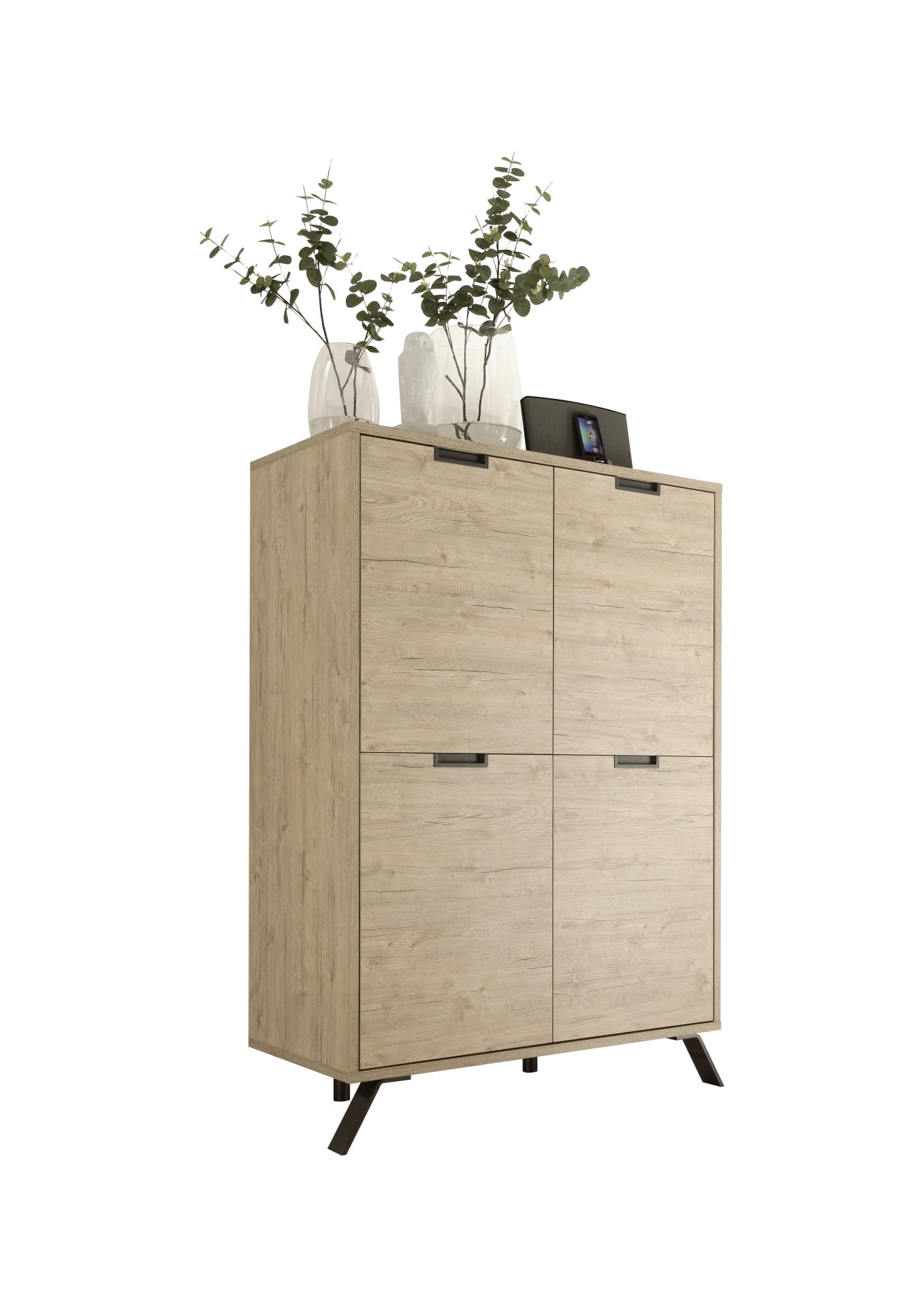 Meuble 4 portes en bois, chene clair ,Panneaux de particules de première qualité Dimension: 106 x 152 x 50 , PISA Default Title