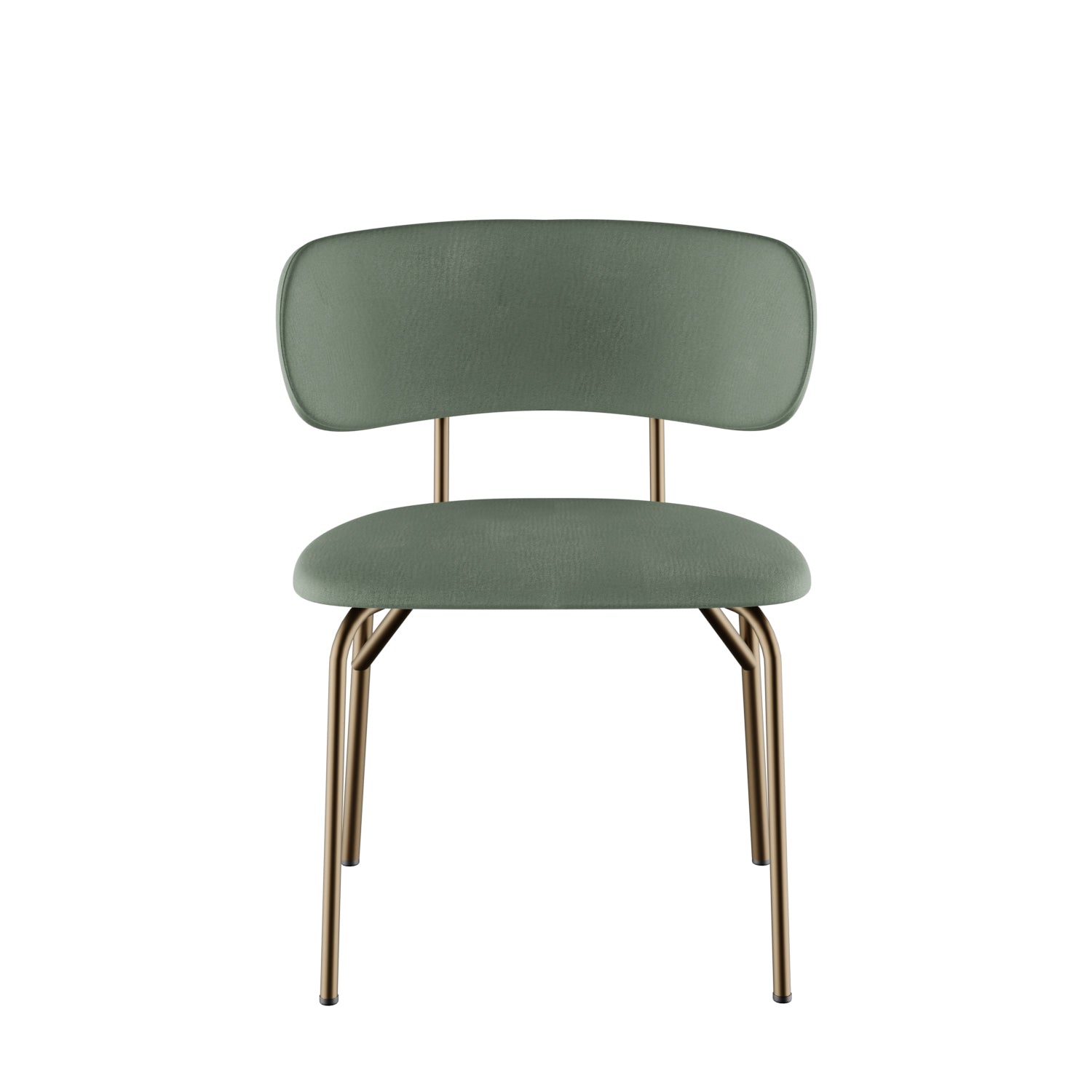 Lot de 2 Chaises Futura   avec  structure en metal  verni bronze et revetement assie et dossier multistrates recouvert de velour Vert Amande Default Title